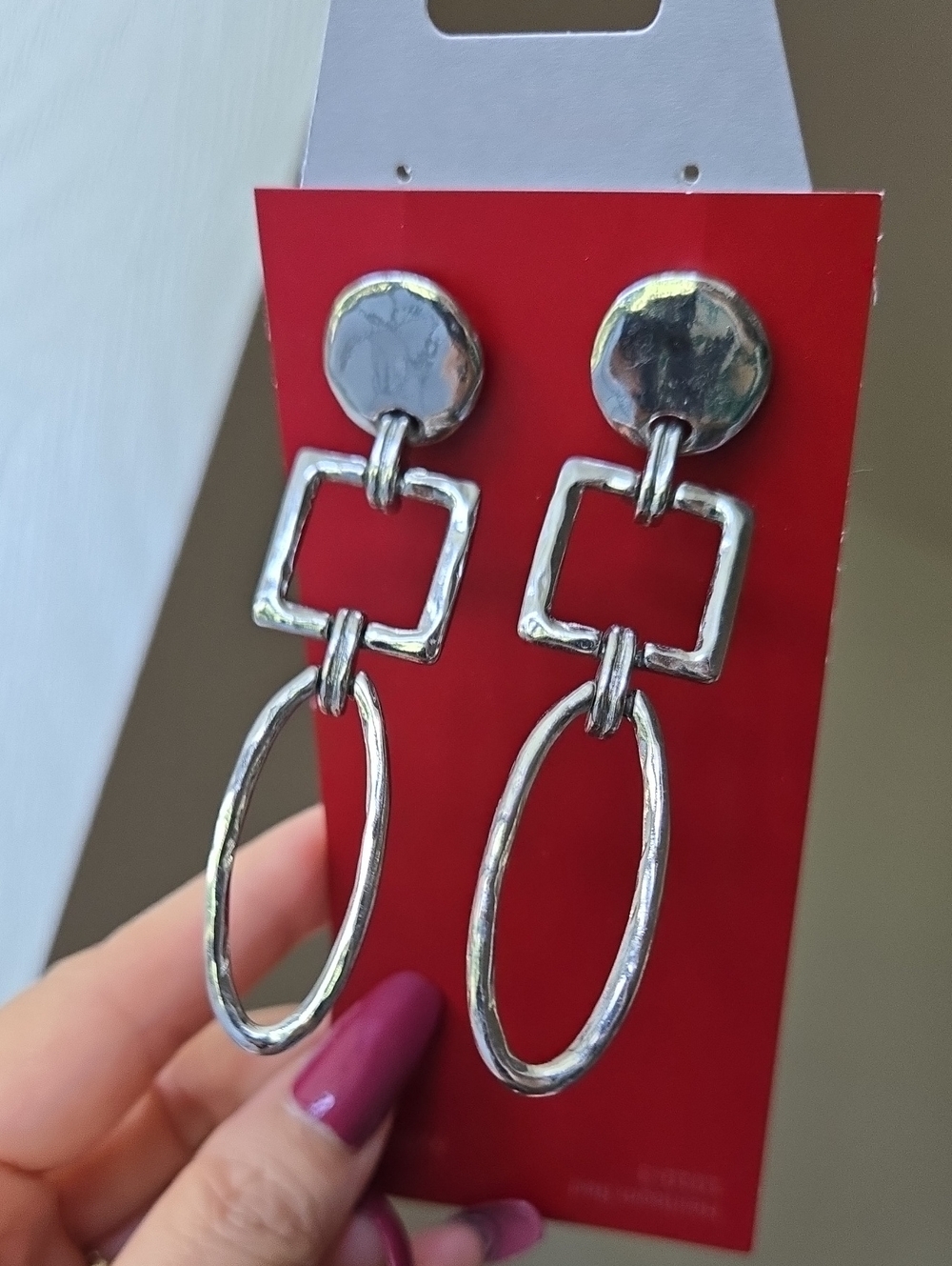 Vintage Silver Linked Geometric Drop Earrings